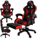 Dunmoon Iso Trade gamer szék, max. 180kg, fém, EPE hab, műbőr, szilikon, fekete / piros