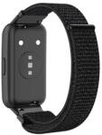 Huawei Band 7 / Honor Band 7, textíl pótszíj, nylon, tépőzáras, állítható, légáteresztő, fekete