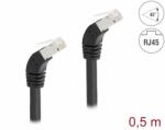 Delock Cablu de retea RJ45 Cat. 6A S/FTP unghi jos/jos 45 grade 0.5m Negru, Delock 80274 (80274)