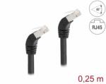 Delock Cablu de retea RJ45 Cat. 6A S/FTP unghi jos/jos 45 grade 0.25m Negru, Delock 80273 (80273)