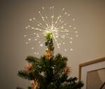 Tchibo LED-es karácsonyfa csúcsdísz Ezüstszínű világító ágak Átlátszó LED-ek Sötétzöld csíptető és elemtartó rekesz
