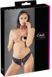 Cottelli Collection - csipkés masnis nyitott női bugyi (fekete) (23108131041) - sexshopcenter