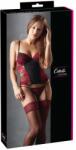 Cottelli Collection - Rózsás míder és tanga (fekete-piros) (26105661241) - sexshopcenter