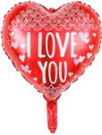 Mezőfi Team Kft Fólia lufi, szív, I love You, piros, csipkés, 45 cm