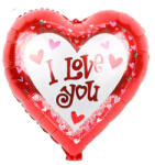 Mezőfi Team Kft Fólia lufi, szív, I love You, piros, keretes, 45 cm