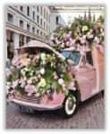  Rózsaszín autó virágokkal - számfestő készlet