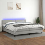 vidaXL világosszürke szövet rugós és LED-es ágy matraccal 200x200 cm (3133101) - balena