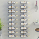 vidaXL 2 db fehér vas falra szerelhető bortartó állvány 9 palacknak (340902) - balena