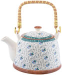 Clayre & Eef Ceainic cu infuzor ceramica alba albastra maro 18x14x12 cm, 700 ml (6CETE0046)