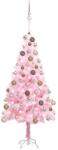 vidaXL Brad de Crăciun artificial cu LED-uri/globuri roz 180 cm PVC (3077585) - comfy