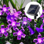 Voltronic Napelemes fényfüzér 7 méter 50 db lila virág LED kültéri világítás vízálló dekoráció napelemes világítás (FENYFUZER_7M_LILA_VIRAG_SOLAR)