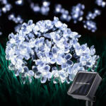 Voltronic Napelemes fényfüzér 12 méter 100 db hideg fehér virág LED kültéri világítás vízálló dekoráció napelemes világítás (FENYFUZER_12M_HFEH_VIRAG_SOLAR)