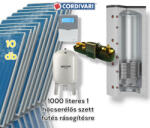 Cordivari Napkollektor rendszer 1000 literes 1 hőcserélős pufferrel fűtés rásegítésre: 10 db sikkollektor + szivattyú állomás + vezérlés + tágulási tartály (SZETT_1000_1VC_10SIK_TIEM_COR)