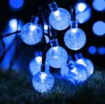 Voltronic Napelemes fényfüzér 12 m 100LED hideg fehér kültéri világítás vízálló karácsonyi dekoráció, szolár világítás (FENYFUZER_HFEH_12M_100LED)