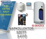 Napcsap 3-4 fő részére síkkollektoros szett: 1 db 2, 5 nm nagy síkkollektor + 150 literes 1 hőcserélős bojler + szivattyú állomás + vezérlés + tágulási tartály (SZETT_34_COR_NSIK_160_ENV)