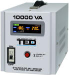 TED Electric Stabilizator de tensiune cu 2 prize TED RT TED000071, 10000 VA, 6000 W, regleta (TED000071)