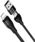 Baseus 2 az 1-ben kettős USB-A+C típusú kábel - Lightning 18W 1m