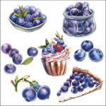 Ambiente Blueberries papírszalvéta 33x33cm, 20db-os - perfectodekor
