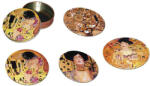 Fridolin Poháralátét fém-parafa 4db-os szett fémdobozban, Klimt vegyes