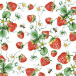 Ambiente Strawberries All Over white papírszalvéta 33x33cm, 20db-os - perfectodekor
