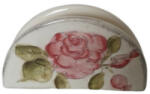 Vanilia Kerámia Domború mintás szalvétatartó, virágos bordó, kerámia, kézzel festett-16, 5x4x9cm