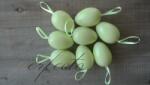 QX Szalagos zöld függő tojás dísz szett, 8db, 4x6cm, műanyag