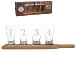 Kitchencraft Sörkostoló szett: 4 üvegpohár 210ml, fenyő tálca 420x98x22mm, Earlstree & Co
