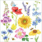 PPD Flowers & Bees papírszalvéta 33x33cm, 20db-os - perfectodekor
