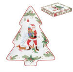 Easy Life Nuova R2S Joyful Santa porcelán fenyő tálca 20, 5x25, 5cm, díszdobozban