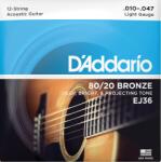 D'Addario EJ36 80/20 Bronze 12 húros 10-47 akusztikus gitárhúr - gitarcentrum