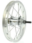 VeloGo 12-es (203x25 mm) hátsó kerék, kontrás, szimplafalú felni, csavaros tengellyel, ezüst színű