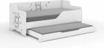  LILU pat pentru copii cu front și lateral laminat 160x80cm cu saltea și spațiu de depozitare lenjerie de pat extensibil cu saltea de 140x70 cm în interior - fată balansând