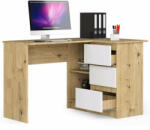  Sarok íróasztal - Akord Furniture - 124 cm - arany tölgy / fehér (5907512210895)