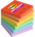 Post-it Blocnotes autoadeziv Post-it Super Sticky PLAYFUL, dimensiune 76x76 mm, 6 bloc-note de 90 de cartonașe