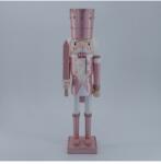 Yala Design 20cm-es Fa Diótörő katona figura, rózsaszín-fehér karácsonyi dekoráció 729748 (729748)