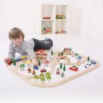 Bigjigs Toys Circuit auto si feroviar (91 piese) Trenulet