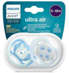 Philips Suzete ultra air 6-18 luni, blue/verde x 2buc, SCF 085/03