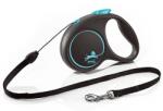 flexi Black Design lesa automata cu franghie pentru caini, negru cu albastru, marimea S, 5 m