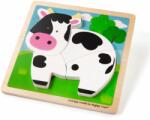 Bigjigs Toys Chunky Lift-Out Puzzle Cow interaktív formaberakó játék fából készült 12 m+