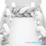 NEW BABY Védő fonott rácsvédő kiságyba New Baby Minka és Felhőcske szürke - babamarket