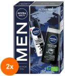 Nivea Men Set 2 x Caseta Cadou Barbati, Nivea Active You, Deodorant Spray Black & White Original, 150 ml si Gel Dus Active Clean, 250 ml