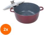 Grunberg Set 2 x Cratita din Aluminiu, cu Ceramica, cu Capac din Sticla, pentru Prepararea Gemului, Sosului din Tomate, 28cm, 6.5 litri, (GUJ-2xGR9028)