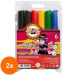 KOH-I-NOOR Set 2 x Markere Jumbo, Parfumate, 6 Culori, Koh-I-Noor Aromatic (HOK-2xKH-K1805-06A)