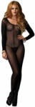  Fekete áttetsző overál - Sheer Long Sleeves Bodystocking O/S Black