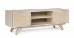 Bizzotto Comoda TV lemn mango rattan natur 2 usi Sahana 128x40x45 cm (0747055) Comoda