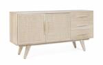 Bizzotto Comoda lemn mango rattan natur 2 usi 3 sertare Sahana 155x40x80 cm (0747054) Comoda