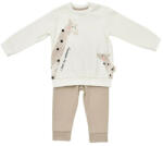 BabyCosy Set bluzita cu maneca lunga si pantaloni lungi Girafa, BabyCosy, 100% bumbac organic, Ecru (Marime: 9-12 luni) (BC-CSY2014-9)