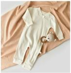 BabyCosy Salopeta cu fermoar cu maneca lunga si pantaloni lungi din 95%bumbac organic si 5% elastan - Ecru, BabyCosy (Marime: 12-18 Luni) (BC-CSYR4603-12)