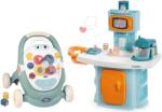 Smoby Set premergător didactic și cărucior Trotty Walker 3in1 Little și bucătărie Smoby cu colț de luat masa pentru păpușă (SM140304-15)