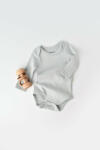 BabyCosy Body Bebe Unisex cu maneca lunga din 95% bumbac organic cu 5% elastan - Gri, Baby Cosy (Marime: 0-3 Luni) (BC-CSYR4300-0)